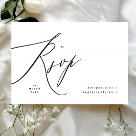 Tarjeta De Confirmación De Asistencia Boda simple minimalista en blanco y negro