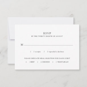 Tarjeta De Confirmación De Asistencia Boda simple Minimalista para la elección de comida