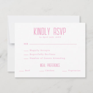 Tarjeta De Confirmación De Asistencia Boda Simple Moderna Ligera y Elegante en Rosa