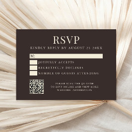 Tarjeta De Confirmación De Asistencia Boda Simple Moderna Marrón