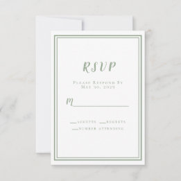 Tarjeta De Confirmación De Asistencia Boda Simple Moderna Minimalista Verde Menta Chic