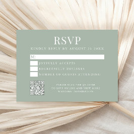 Tarjeta De Confirmación De Asistencia Boda Simple Moderna Verde Salvia