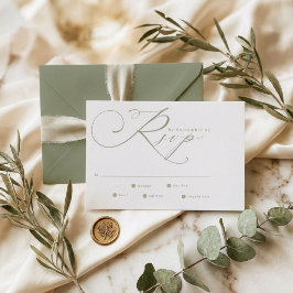 Tarjeta De Confirmación De Asistencia Boda Simple Moderna Verde Salvia y Blanco