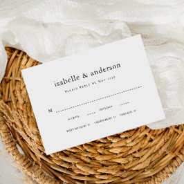 Tarjeta De Confirmación De Asistencia Boda simple para elegir comida en blanco y negro