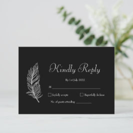 Tarjeta De Confirmación De Asistencia Boda Simple ROE Blanco y Negro