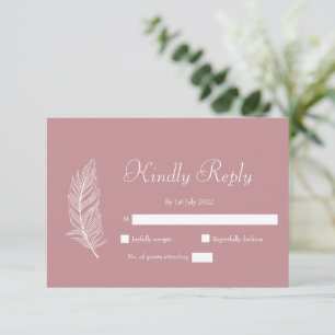 Tarjeta De Confirmación De Asistencia Boda Simple Rosa y Blanco ROE