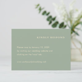 Tarjeta De Confirmación De Asistencia Boda Simple Verde Sage Moderno
