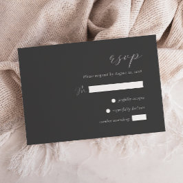 Tarjeta De Confirmación De Asistencia Boda Simple y Elegante de Gris Carbón