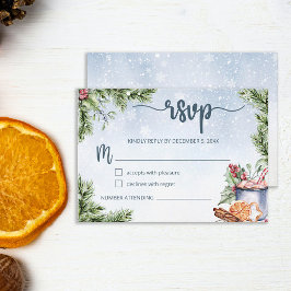 Tarjeta De Confirmación De Asistencia Boda Snowly Winter Hot Cocoa