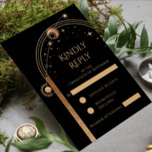 Boda Sol Luna Estrellas Oro Negro Celestial