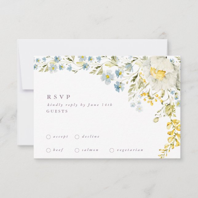 Tarjeta De Confirmación De Asistencia Boda Spring Boho Wildflower Pampas (Anverso)