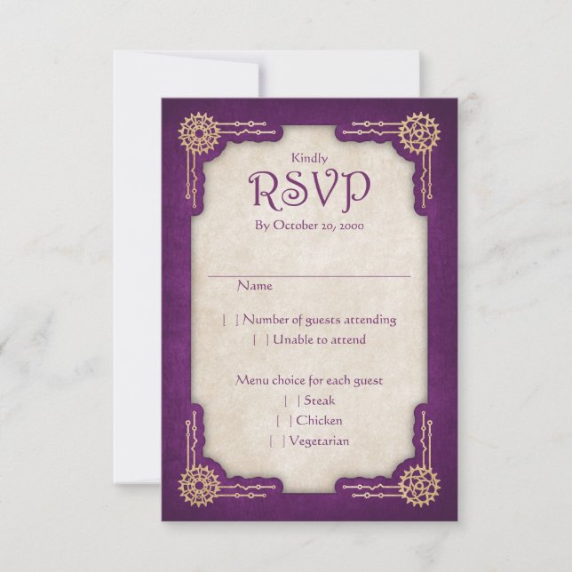 Tarjeta De Confirmación De Asistencia Boda Steampunk (Anverso)