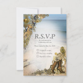 Tarjeta De Confirmación De Asistencia Boda Steampunk cerca del mar