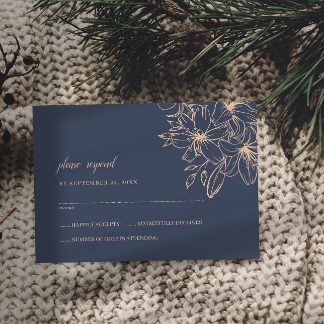 Tarjeta De Confirmación De Asistencia Boda suave azul oscuro (Subido por el creador)