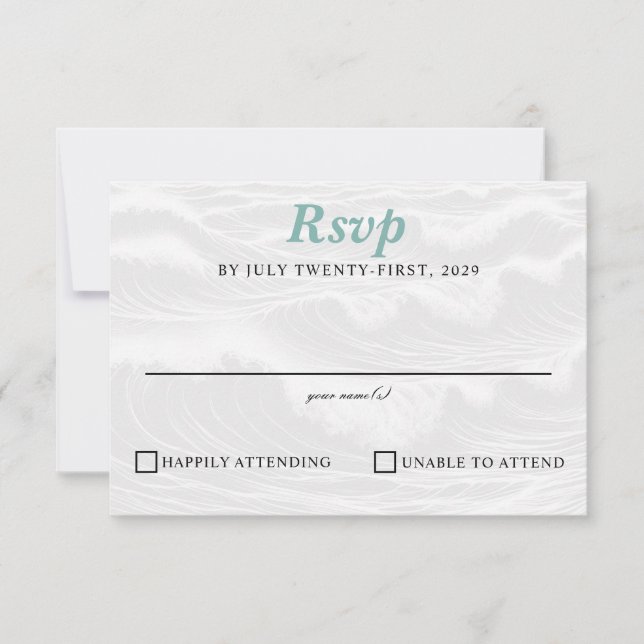 Tarjeta De Confirmación De Asistencia Boda Surf Couple (Anverso)