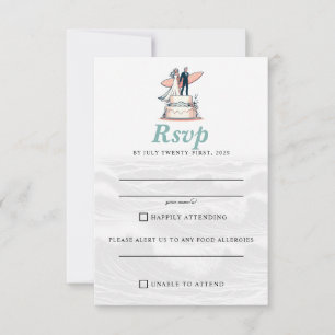 Tarjeta De Confirmación De Asistencia Boda Surf Couple