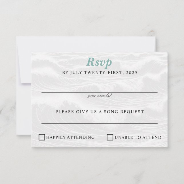 Tarjeta De Confirmación De Asistencia Boda Surf Couple (Anverso)