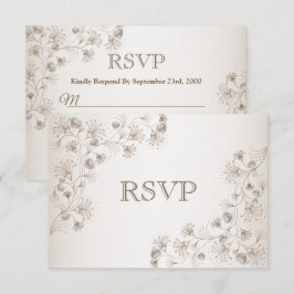 Tarjeta De Confirmación De Asistencia Boda Tan Patrón de Corazón Floral Elegante Vintage