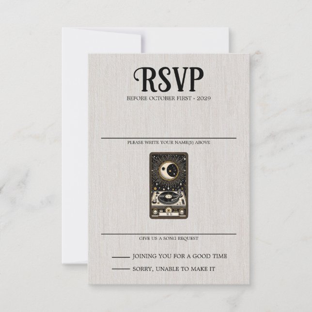 Tarjeta De Confirmación De Asistencia Boda Tarot Song Request (Anverso)