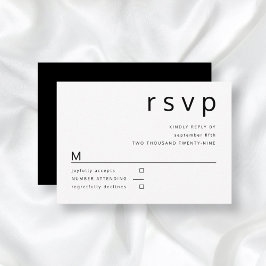 Tarjeta De Confirmación De Asistencia Boda tipografía minimalista en blanco y negro
