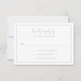 Tarjeta De Confirmación De Asistencia Boda tradicional Dusty Blue Elegant