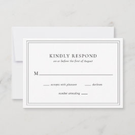 Tarjeta De Confirmación De Asistencia Boda tradicional elegante en blanco y negro