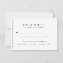 Tarjeta De Confirmación De Asistencia Boda tradicional elegante en blanco y negro