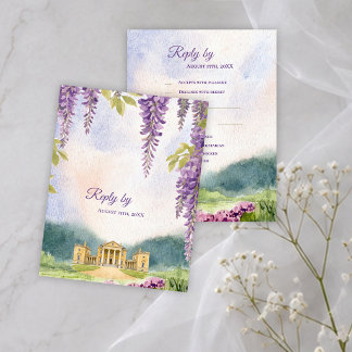 Tarjeta De Confirmación De Asistencia Boda Tradicional en el Jardín de Manor de Wisteria