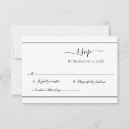 Tarjeta De Confirmación De Asistencia Boda tradicional formal elegante blanco negro