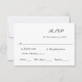 Tarjeta De Confirmación De Asistencia Boda tradicional formal elegante blanco negro