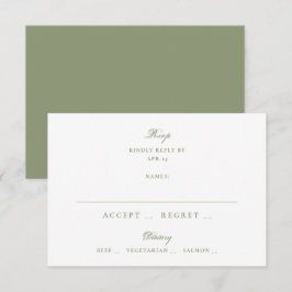 Tarjeta De Confirmación De Asistencia Boda Tradicional Verde Musgo