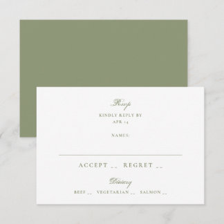 Tarjeta De Confirmación De Asistencia Boda Tradicional Verde Musgo