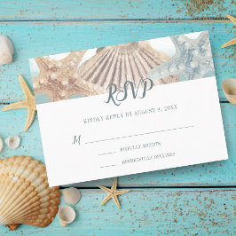 Tarjeta De Confirmación De Asistencia Boda Tropical Beach Starfish Seashell