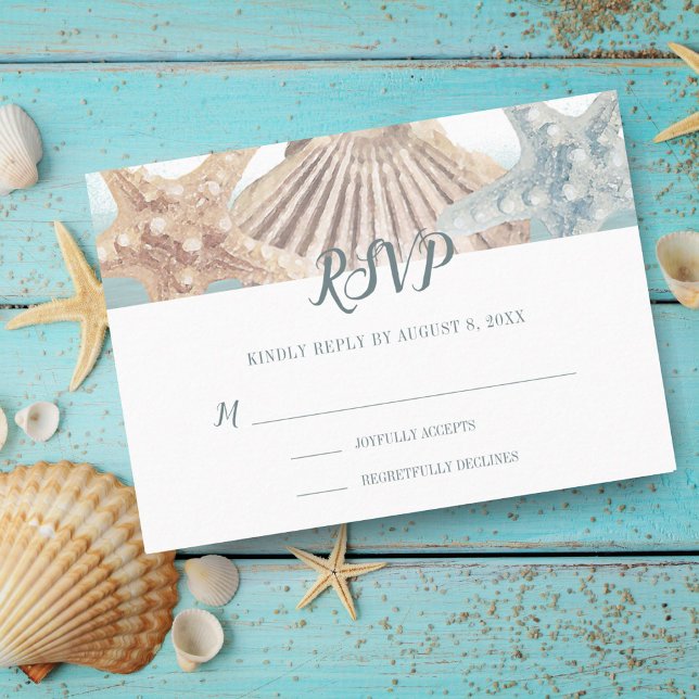 Tarjeta De Confirmación De Asistencia Boda Tropical Beach Starfish Seashell (Subido por el creador)