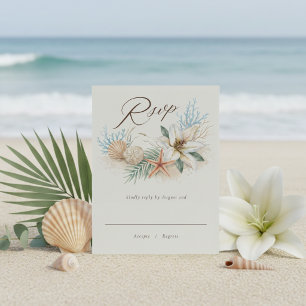 Tarjeta De Confirmación De Asistencia Boda Tropical Boho en la Playa