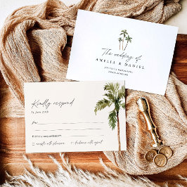 Tarjeta De Confirmación De Asistencia Boda Tropical con Palmeras como Destino