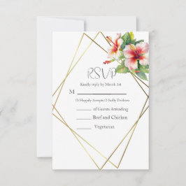 Tarjeta De Confirmación De Asistencia Boda Tropical de Hibiscus