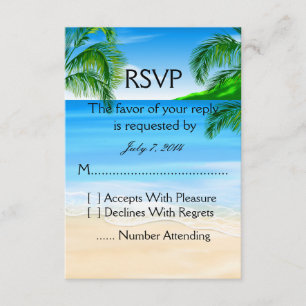 Tarjeta De Confirmación De Asistencia Boda tropical de playa