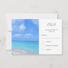Tarjeta De Confirmación De Asistencia Boda Tropical de Playa Turquesa Hermosa