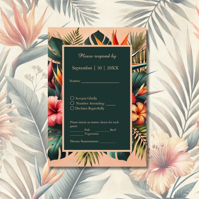 Tarjeta De Confirmación De Asistencia Boda tropical exótico de Hawái (Subido por el creador)