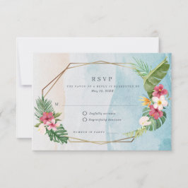 Tarjeta De Confirmación De Asistencia Boda Tropical Flower Beach