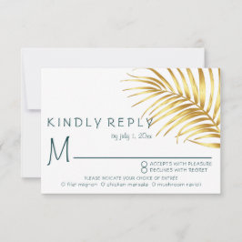 Tarjeta De Confirmación De Asistencia Boda tropical opción de comida de lujo