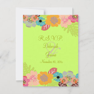 Tarjeta De Confirmación De Asistencia Boda tropical RSVP/Añadir tu fondo