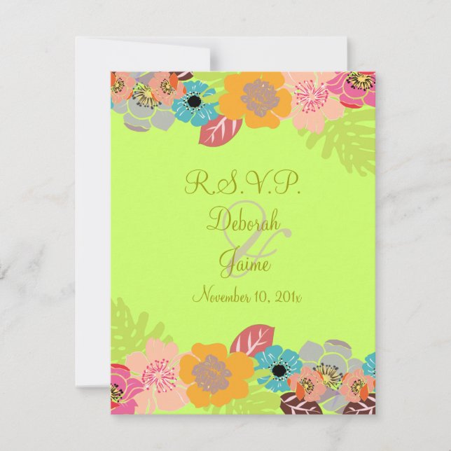 Tarjeta De Confirmación De Asistencia Boda tropical RSVP/Añadir tu fondo (Anverso)
