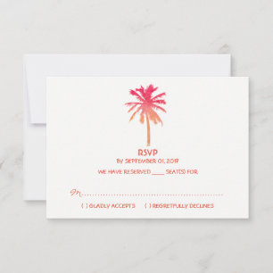 Tarjeta De Confirmación De Asistencia Boda Tropical Sunset Palm Tree Beach