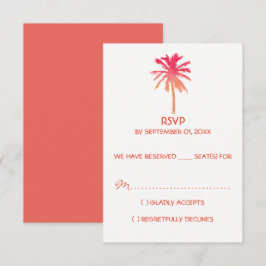 Tarjeta De Confirmación De Asistencia Boda Tropical Sunset Palm Tree Beach