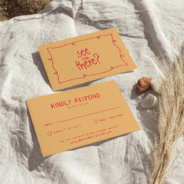 Tarjeta De Confirmación De Asistencia Boda único retro negrita color de mano con escritu