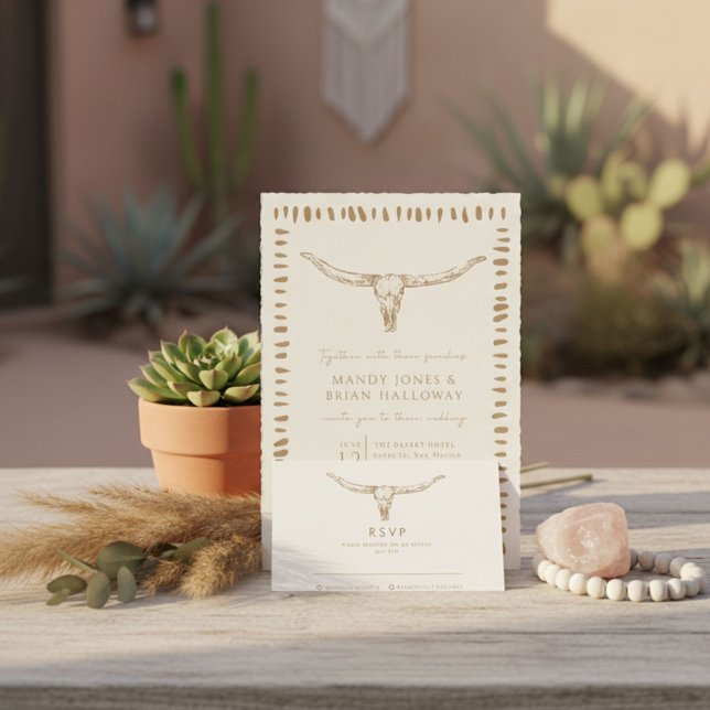 Tarjeta De Confirmación De Asistencia Boda Vaquera Boho del Desierto (Desert Boho Cowboy Wedding RSVP Card)