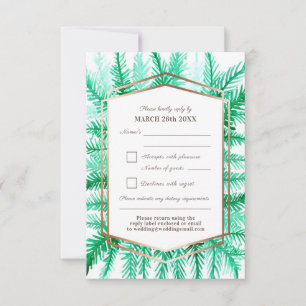 Tarjeta De Confirmación De Asistencia Boda verde acuarela de color verde evergreen de in