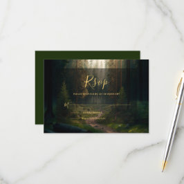 Tarjeta De Confirmación De Asistencia Boda verde de bosques de pino